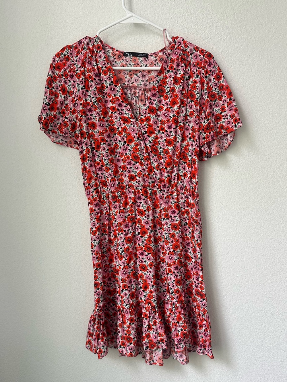 Zara Floral Red & Pink Mini Dress